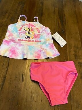 Disney Tie-Dye Ruffle Tankini Set in Pink, Blue & Purple